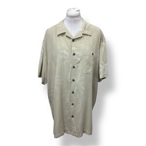 Boca Classics Mens Short Sleeve Silk Blend Hawaiian Camp Shirt Floral Tan XXLT